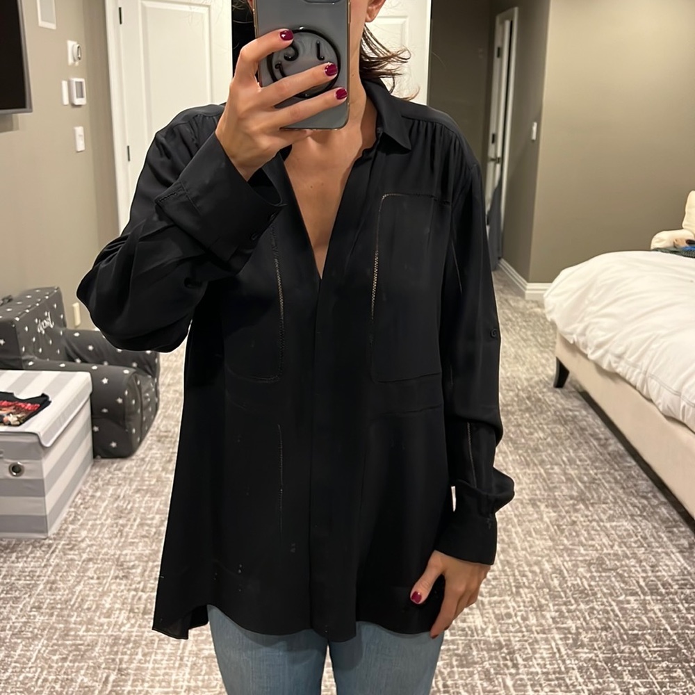 Rag & Bone Silk Tunic Style Top With Open Stitch … - image 1